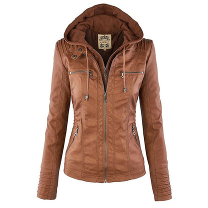 Stylish Hooded Leather Jacket