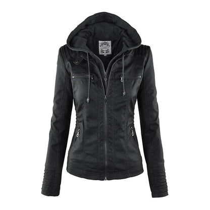 Stylish Hooded Leather Jacket