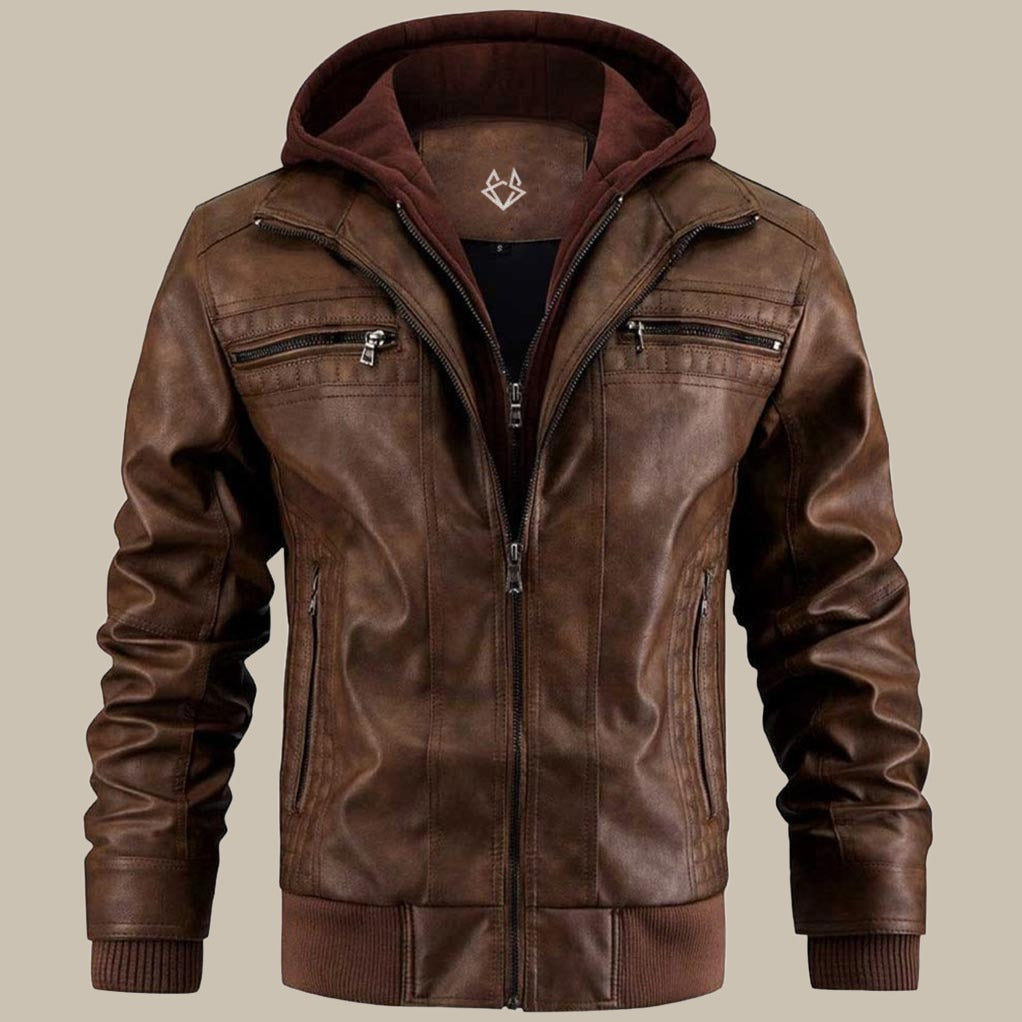 John Vegan Leather Hooded Jacket