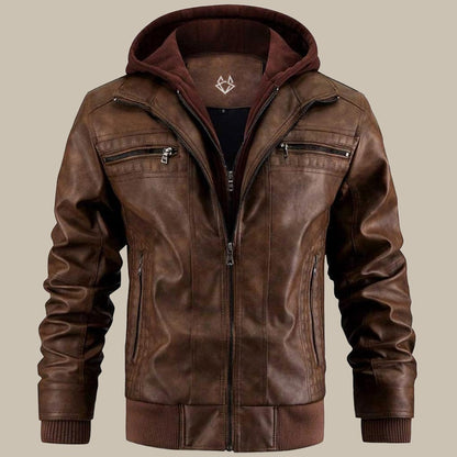 John Vegan Leather Hooded Jacket