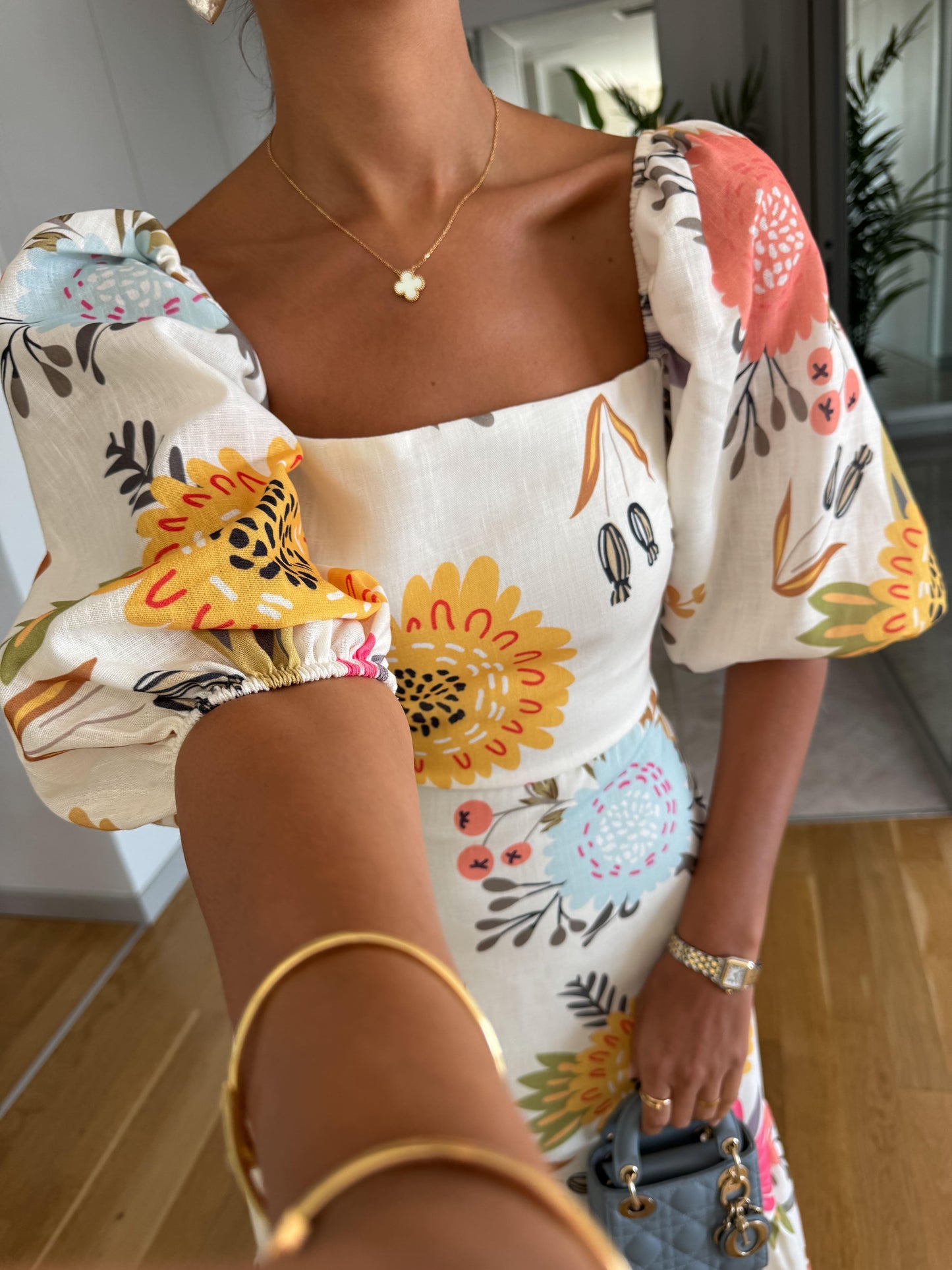 Square Neck Floral Dress