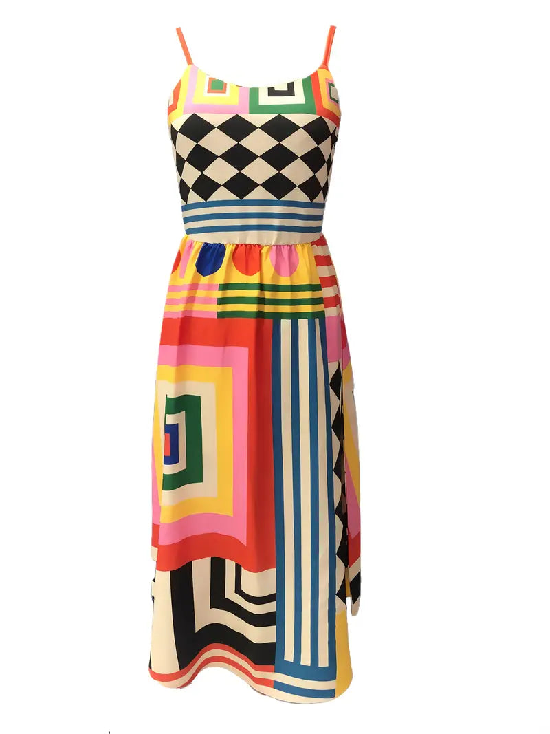 GeoChic Colorblock Maxi Dress