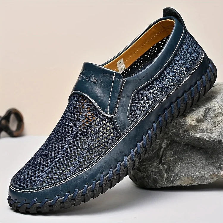 Men's Breathable Leather-Look Casual Loafers – All-Day Comfort