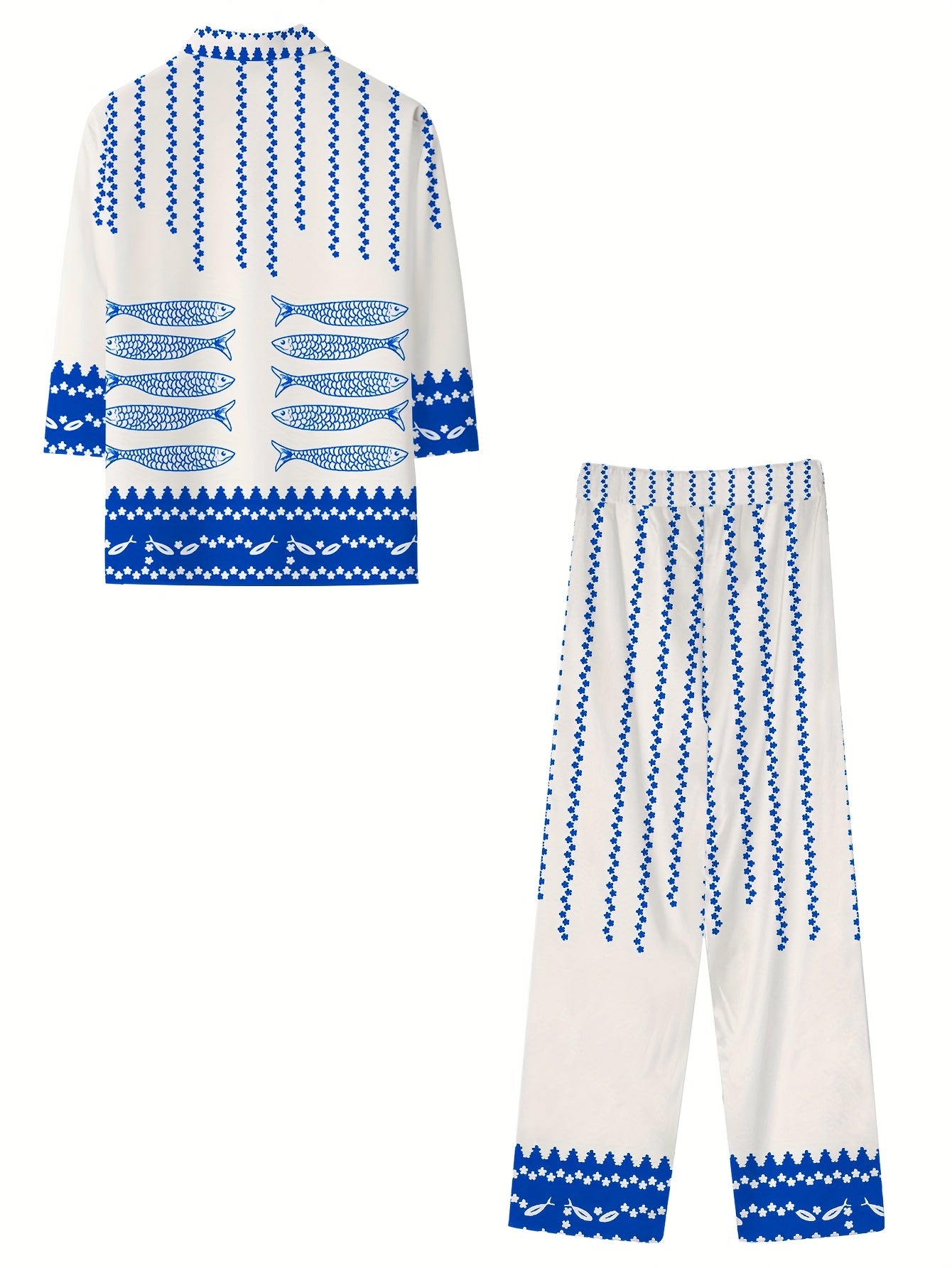 Summer Lobster Print Shirt Pants Two-piece Set