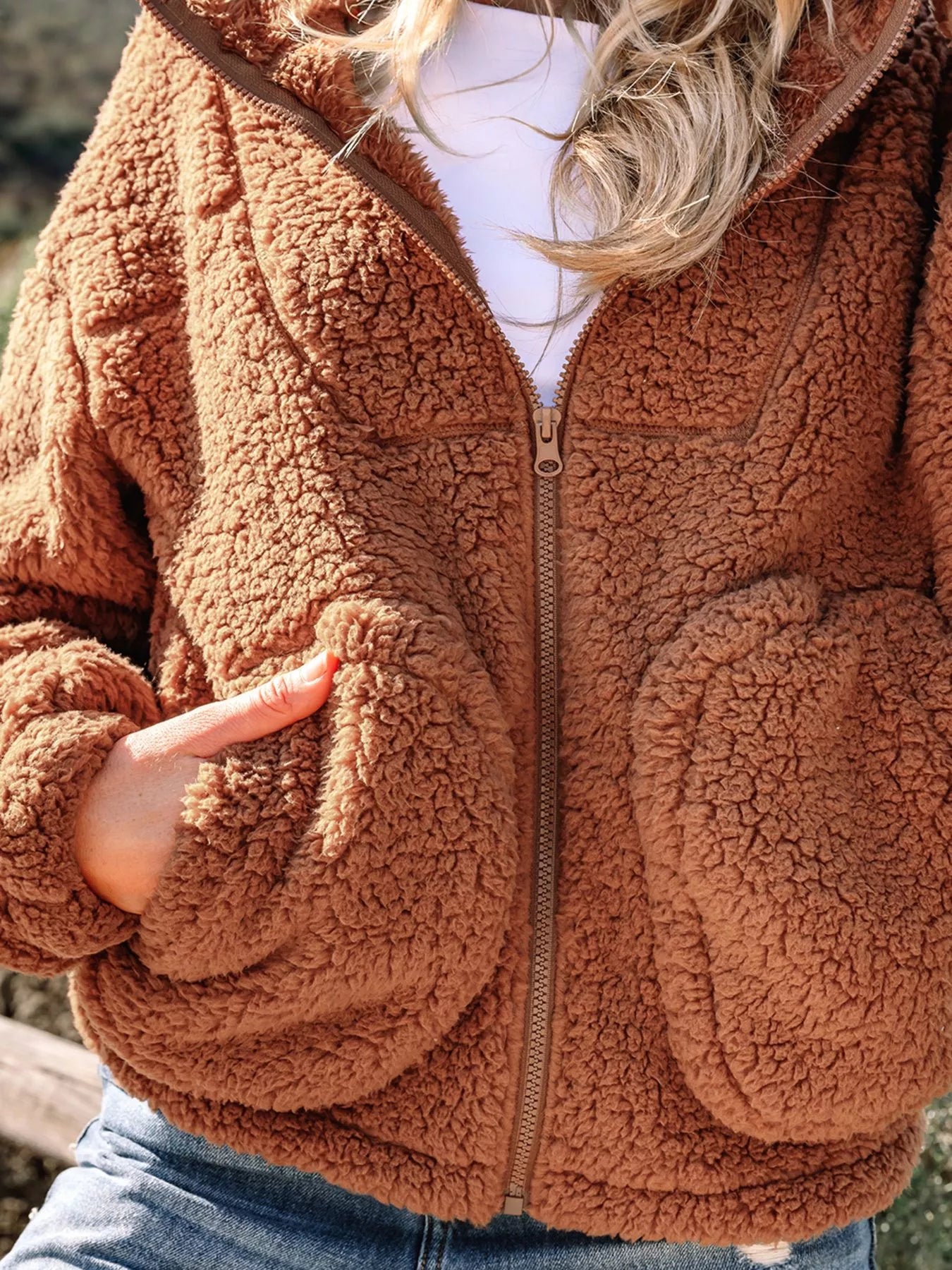 Marjorie Fit Zip Up Teddy Jacket