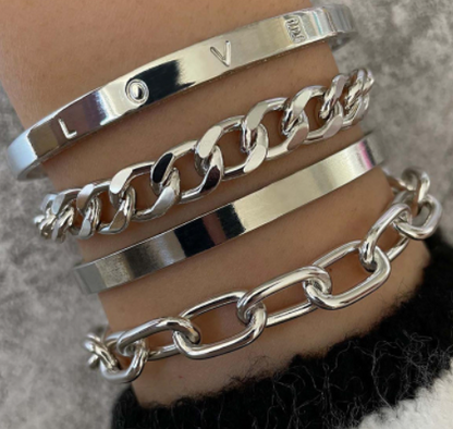 LuxeChain 4-Piece Bracelet Set
