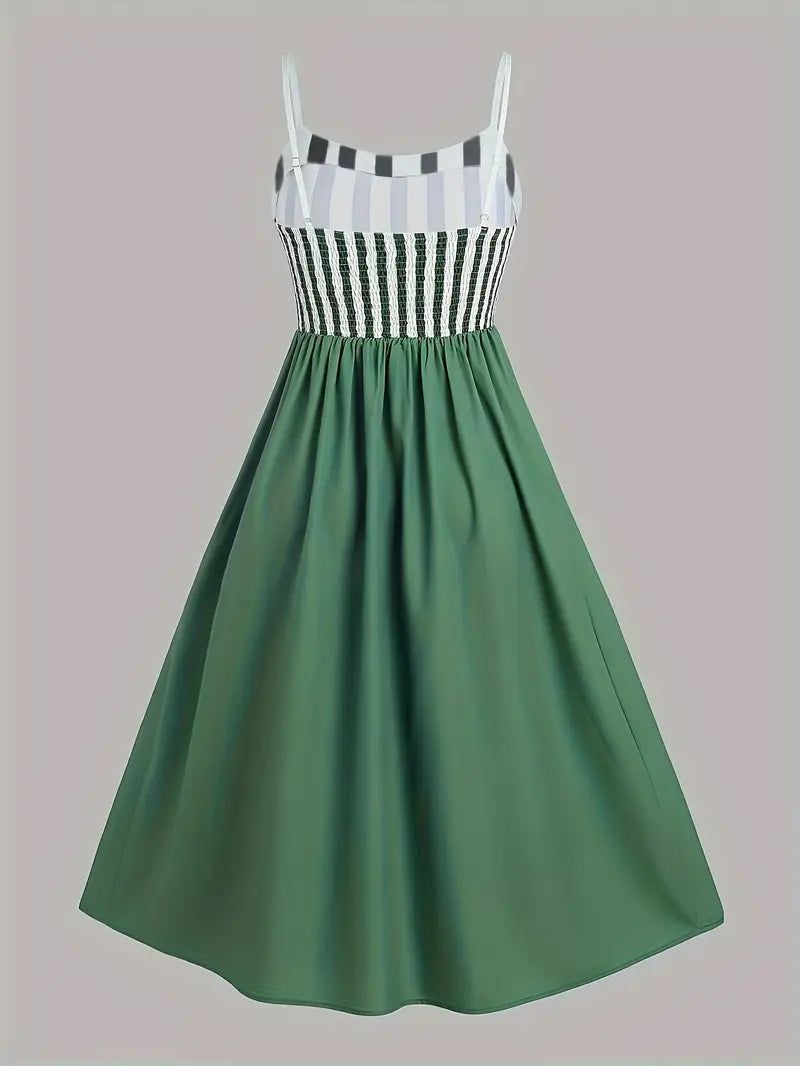 EmeraldStripe Maxi Dress