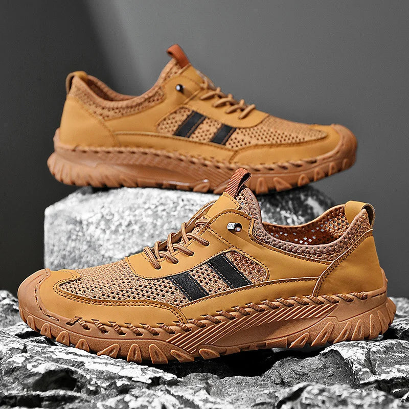 Men's Leather-Look Slip-On Hiking Shoes - Comfortable, Durable Trail-Ready Footwear
