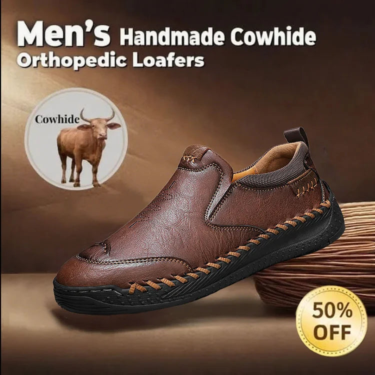 Men’s Leather Slip-On Walking Shoes with Arch Support
