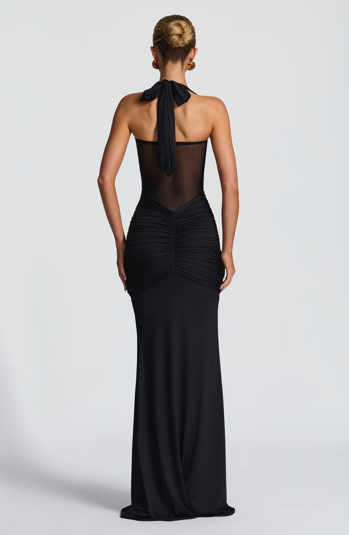 Strapless Lace-up Maxi Dress